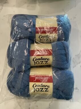 3 Skeins RETIRED Premier Yarns Couture Jazz Knitting Yarn Jumbo DENIM